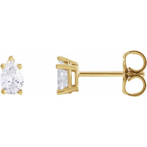 Pear 5-Prong Stud Earrings · 0.38–2 ct — 14K Yellow Gold