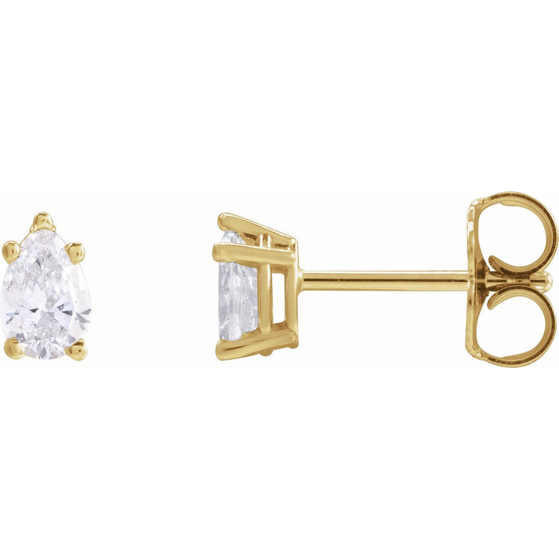 Pear 5-Prong Stud Earrings · 0.38–2 ct — 14K Yellow Gold