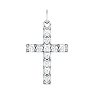 Accented Cross Pendant · 2.33–2.5 ct — 14K White Gold