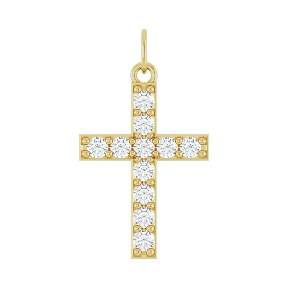 Accented Cross Pendant · 2.33–2.5 ct — 14K Yellow Gold