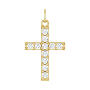 Accented Cross Pendant · 2.33–2.5 ct — 14K Yellow Gold