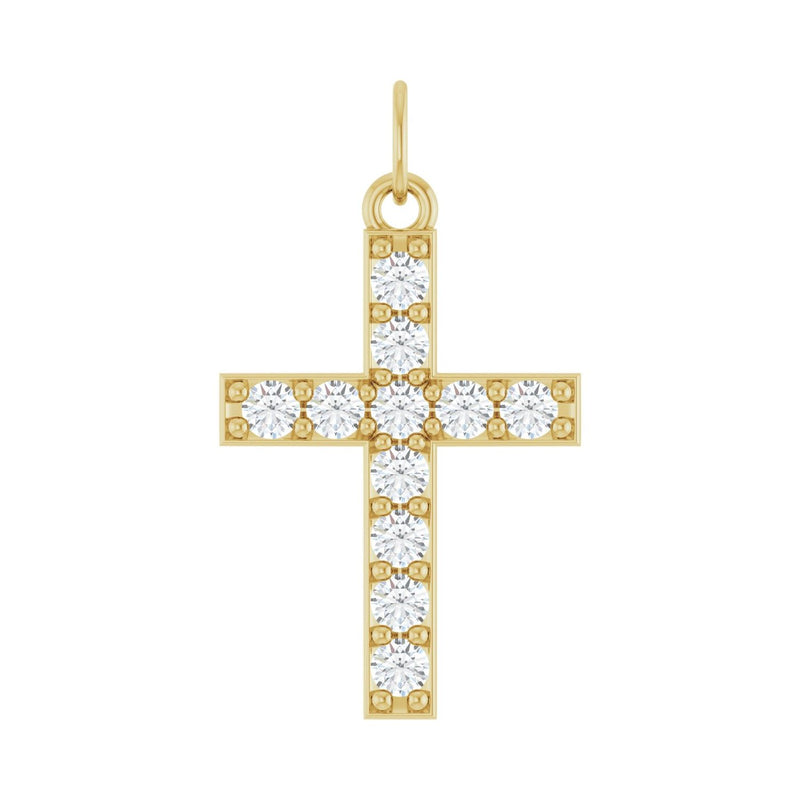 Accented Cross Pendant · 2.33–2.5 ct — 14K Yellow Gold