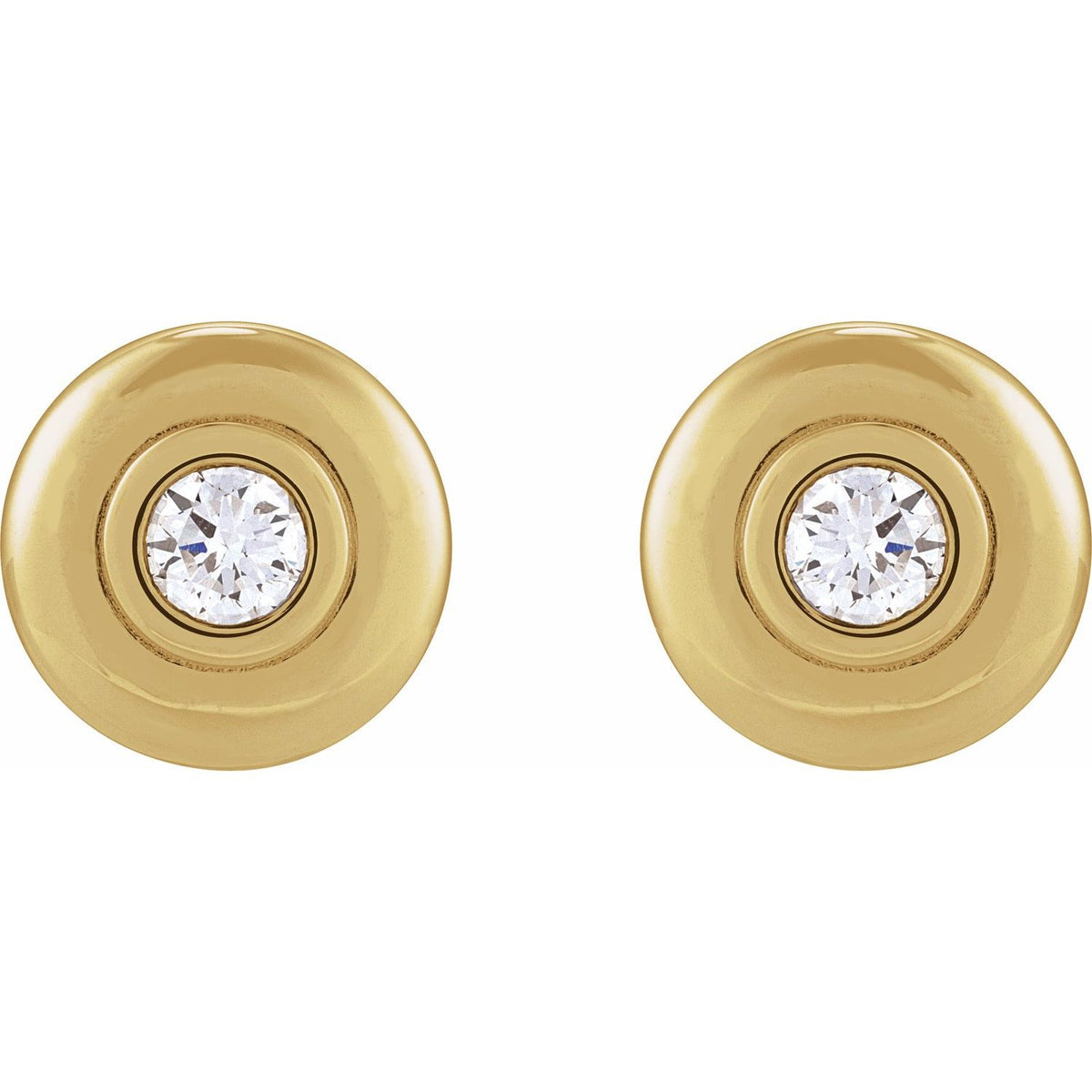 Bezel-Set Puffed Stud Earrings · 0.2–0.5 ct — 14K Yellow Gold view 2