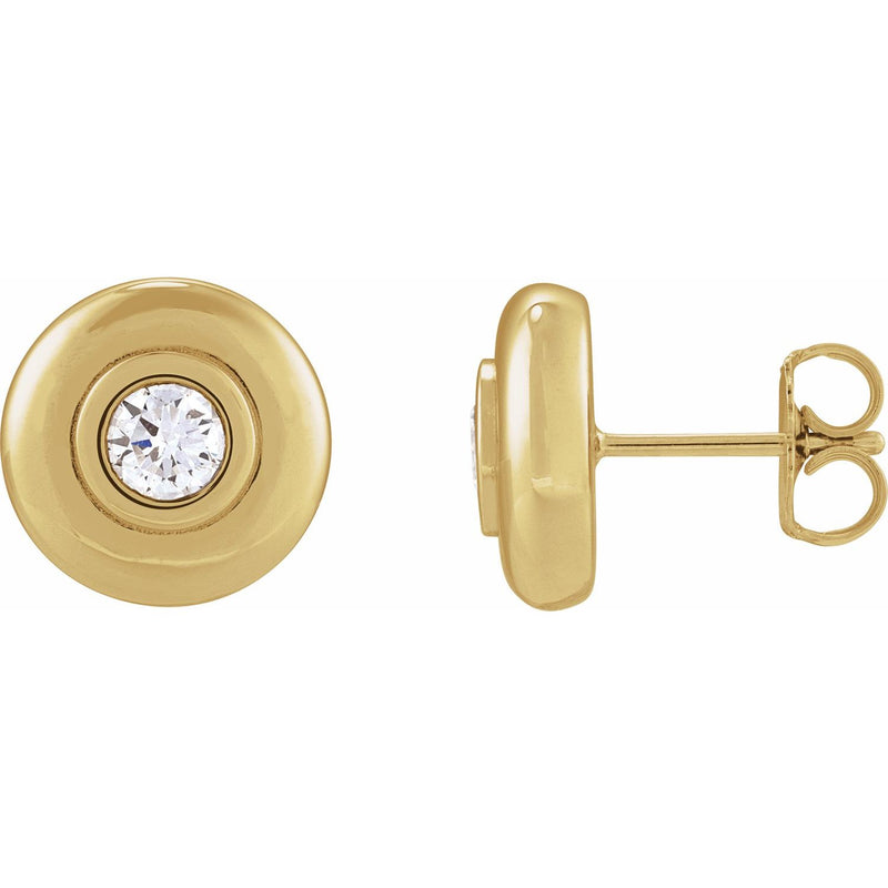 Bezel-Set Puffed Stud Earrings · 0.2–0.5 ct — 14K Yellow Gold