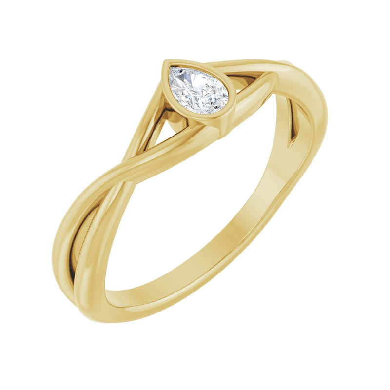 Bezel-Set Criss-Cross Solitaire Ring · 0.17 ct — 14K Yellow Gold