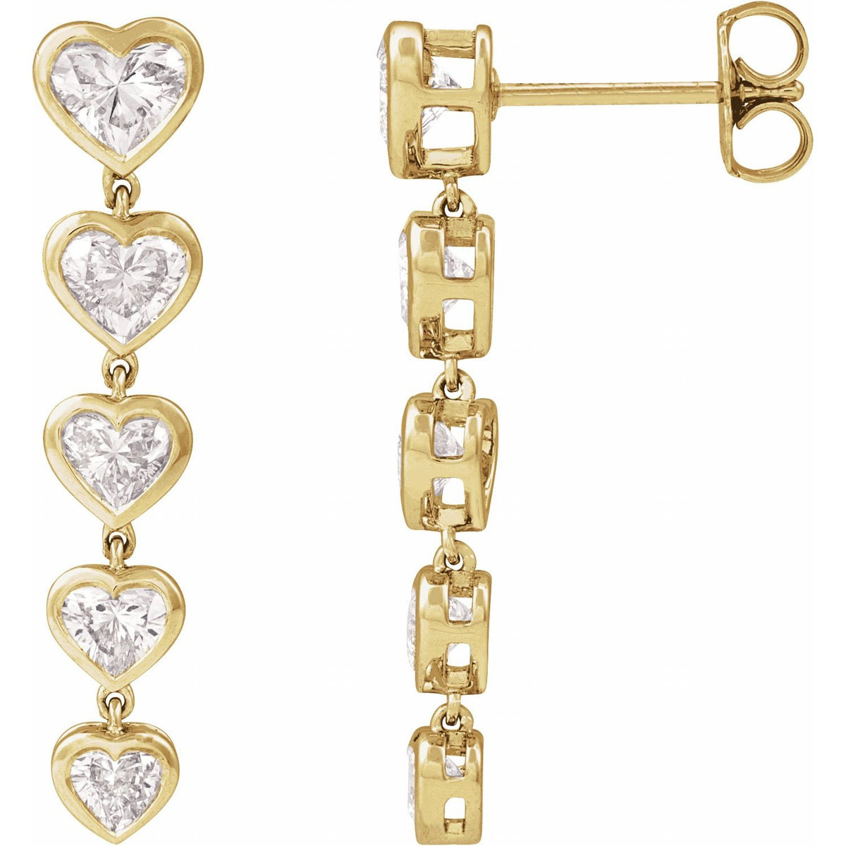 Lab-Grown Diamond Heart Earrings · 2.75 ct — 14K Yellow Gold