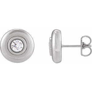 Bezel-Set Puffed Stud Earrings · 0.2–0.5 ct — 14K White Gold