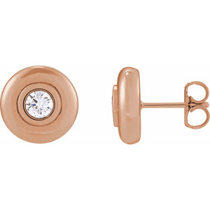 Bezel-Set Puffed Stud Earrings · 0.2–0.5 ct — 14K Rose Gold