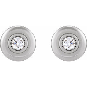 Bezel-Set Puffed Stud Earrings · 0.2–0.5 ct — 14K White Gold view 2