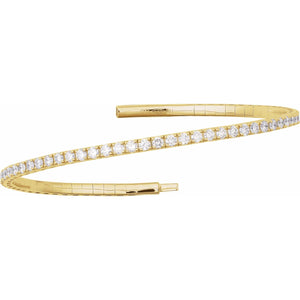 Half Accented Flexible Bangle Bracelet · 1–5 ct — 14K Yellow Gold view 2