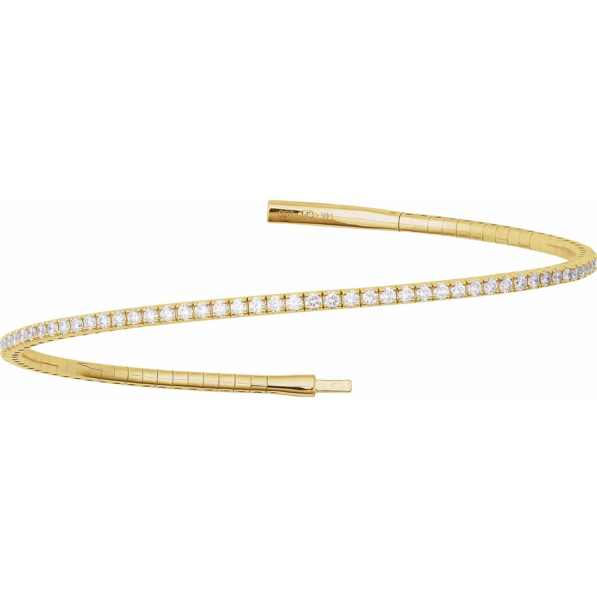 Fully Accented Flexible Bangle Bracelet · 1.5–5 ct — 14K Yellow Gold view 2
