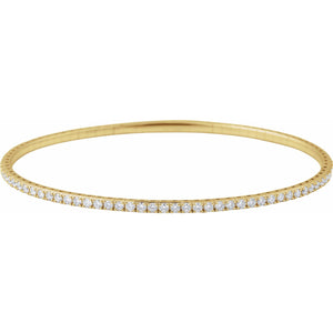 Half Accented Flexible Bangle Bracelet · 1–5 ct — 14K Yellow Gold