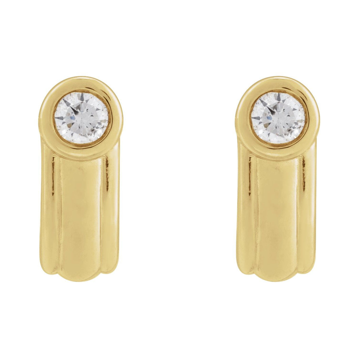 Solitaire J-Hoop Earrings · 0.2 ct — 14K Yellow Gold view 2