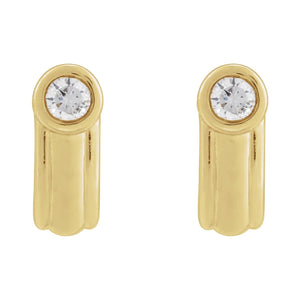 Solitaire J-Hoop Earrings · 0.2 ct — 14K Yellow Gold view 2