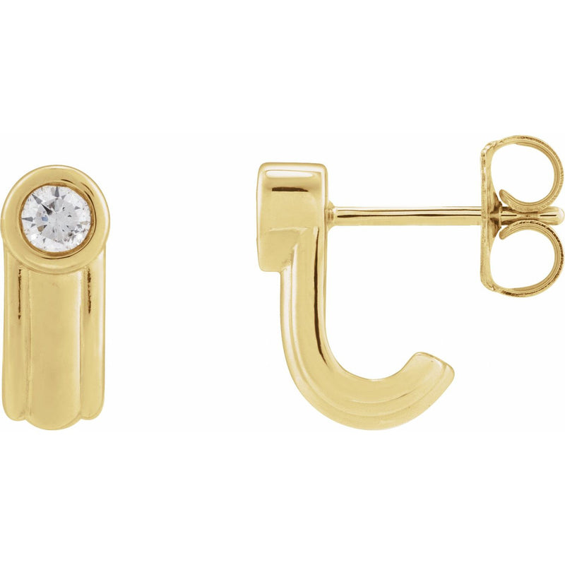 Solitaire J-Hoop Earrings · 0.2 ct — 14K Yellow Gold