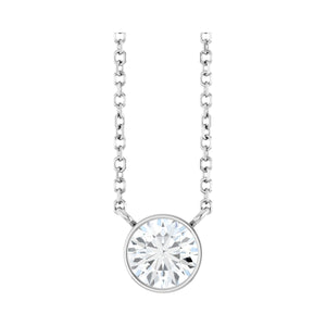 Bezel-Set Solitaire Necklace · 6.13–7.5 ct — 14K White Gold