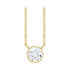 Bezel-Set Solitaire Necklace · 6.13–7.5 ct — 14K Yellow Gold