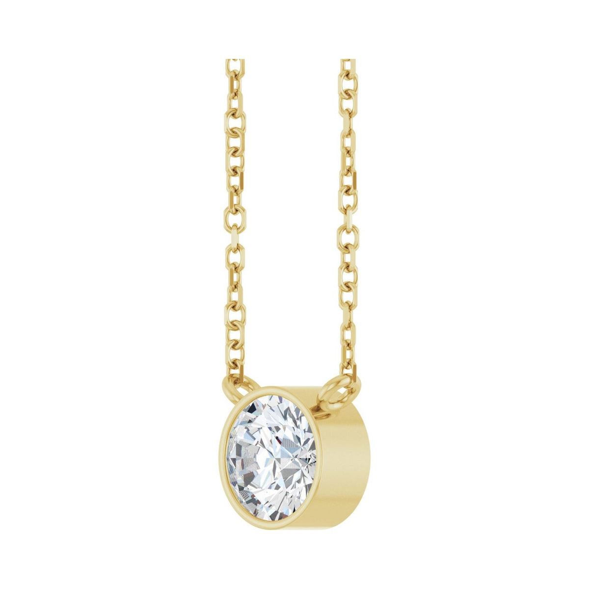 Bezel-Set Solitaire Necklace · 6.13–7.5 ct — 14K Yellow Gold view 2