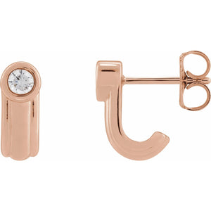 Solitaire J-Hoop Earrings · 0.2 ct — 14K Rose Gold