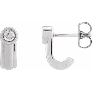 Solitaire J-Hoop Earrings · 0.2 ct — 14K White Gold