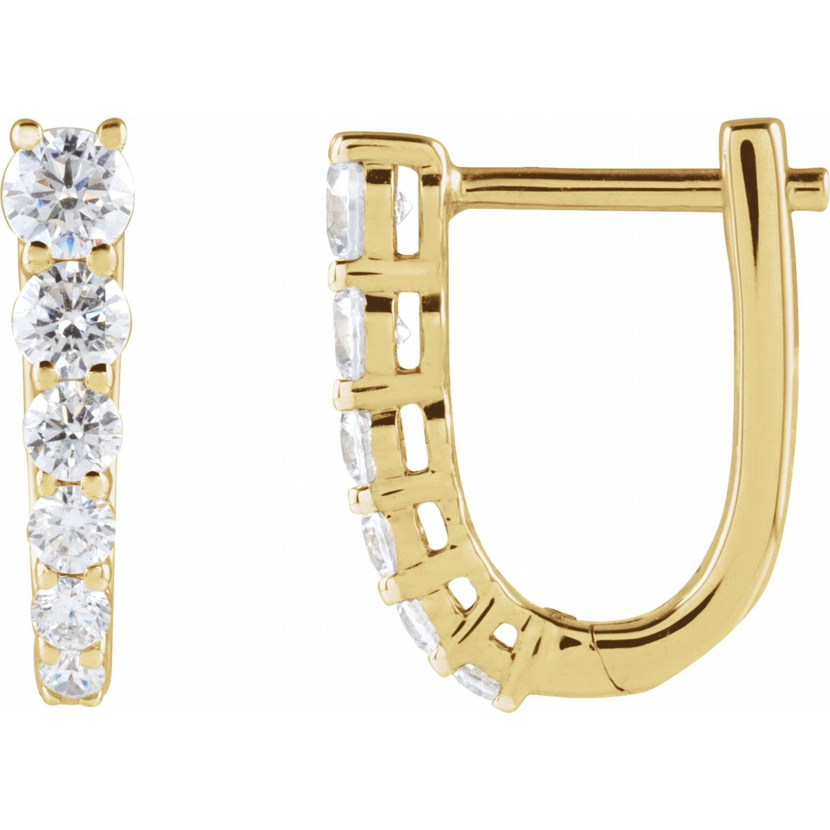 Accented U-Hoop Earrings · 0.5 ct — 14K Yellow Gold
