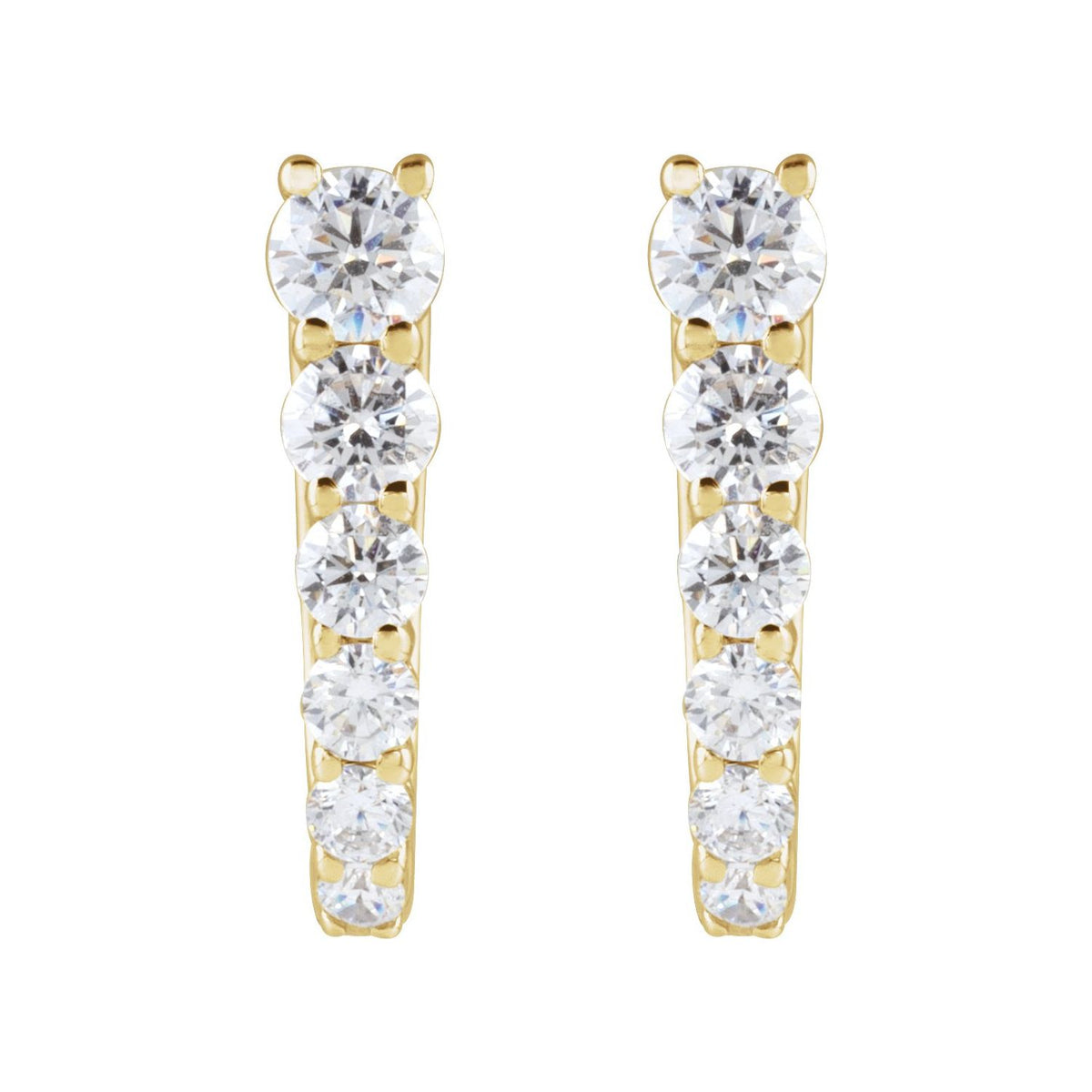 Accented U-Hoop Earrings · 0.5 ct — 14K Yellow Gold view 2