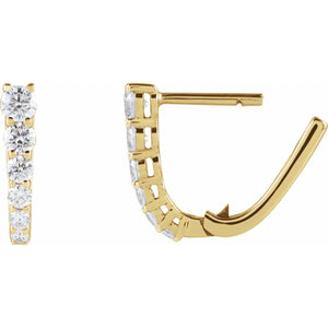 Accented U-Hoop Earrings · 0.5 ct — 14K Yellow Gold view 3