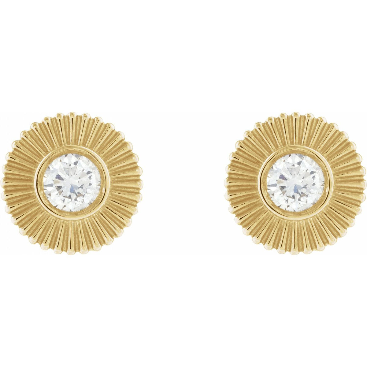 Accented Starburst Stud Earrings · 0.33 ct — 14K Yellow Gold view 2