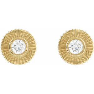 Accented Starburst Stud Earrings · 0.33 ct — 14K Yellow Gold view 2