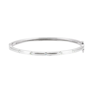 Accented Hinged Bangle Bracelet · 0.25 ct — 14K White Gold