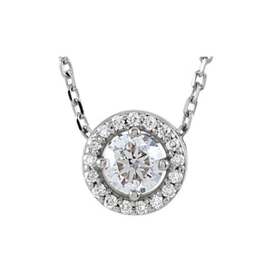 Halo-Style Necklace · 3.6–5.4 ct — 14K White Gold
