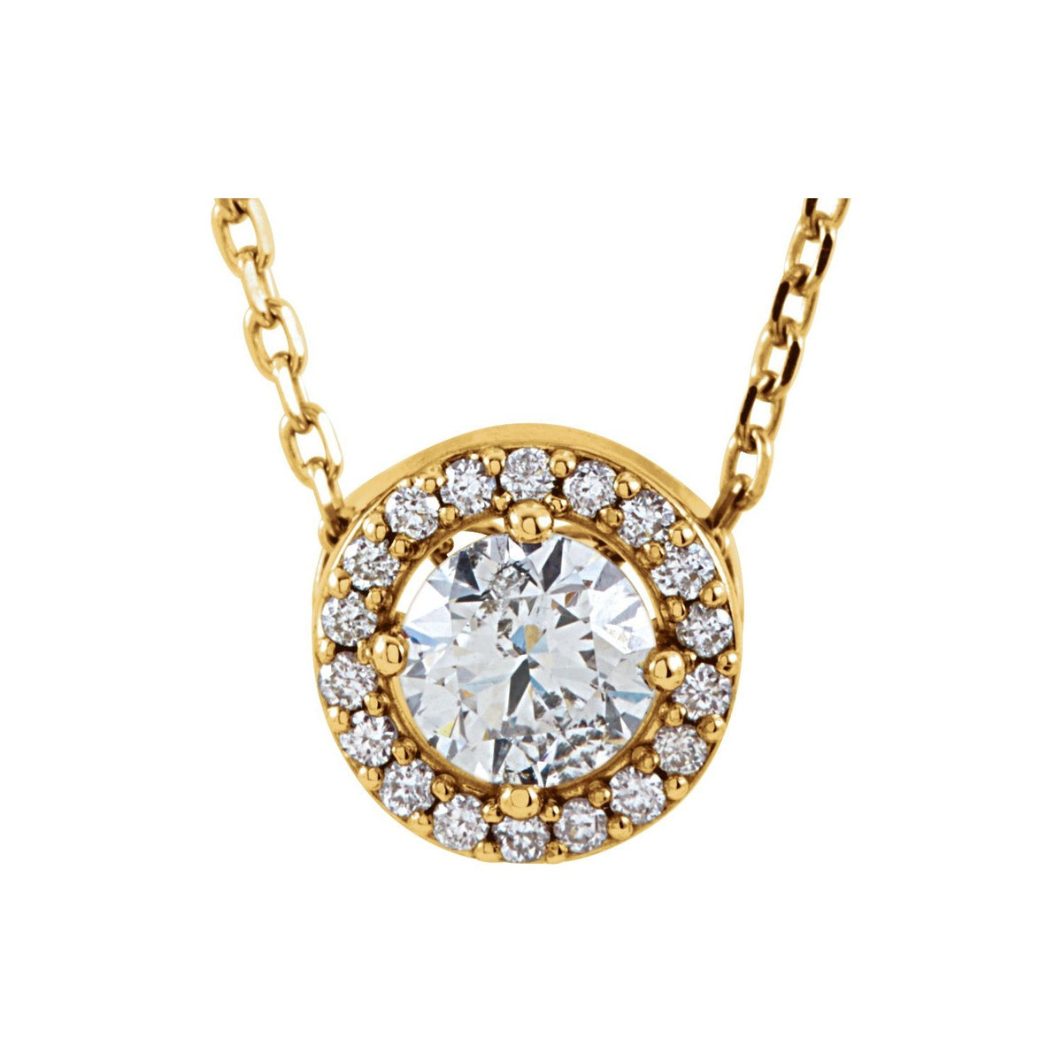 Halo-Style Necklace · 3.6–5.4 ct — 14K Yellow Gold