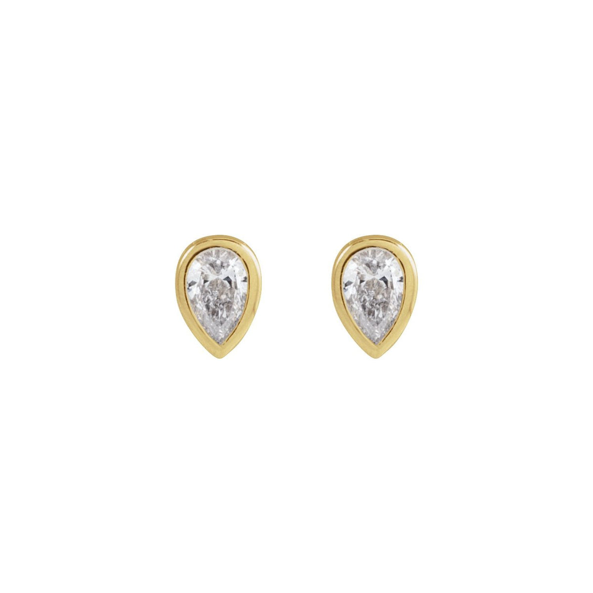 Pear Bezel-Set Stud Earrings · 0.05–0.2 ct — 14K Yellow Gold view 2