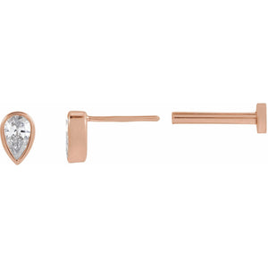 Pear Bezel-Set Stud Earrings · 0.05–0.2 ct — 14K Rose Gold