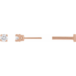 Round 4-Prong Lightweight Stud Earrings · 0.05–4 ct — 14K Rose Gold