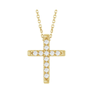 French-Set Cross Necklace · 1.9–3.5 ct — 14K Yellow Gold