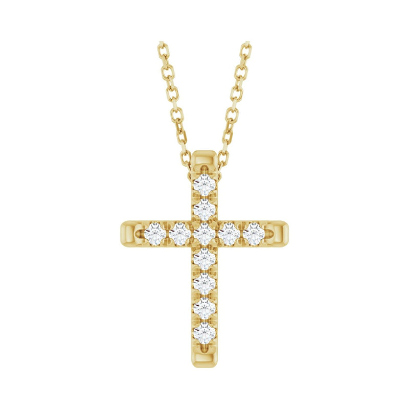 French-Set Cross Necklace · 1.9–3.5 ct — 14K Yellow Gold