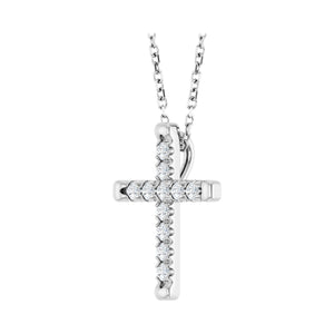 French-Set Cross Necklace · 1.9–3.5 ct — 14K White Gold view 2