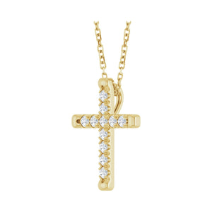 French-Set Cross Necklace · 1.9–3.5 ct — 14K Yellow Gold view 2