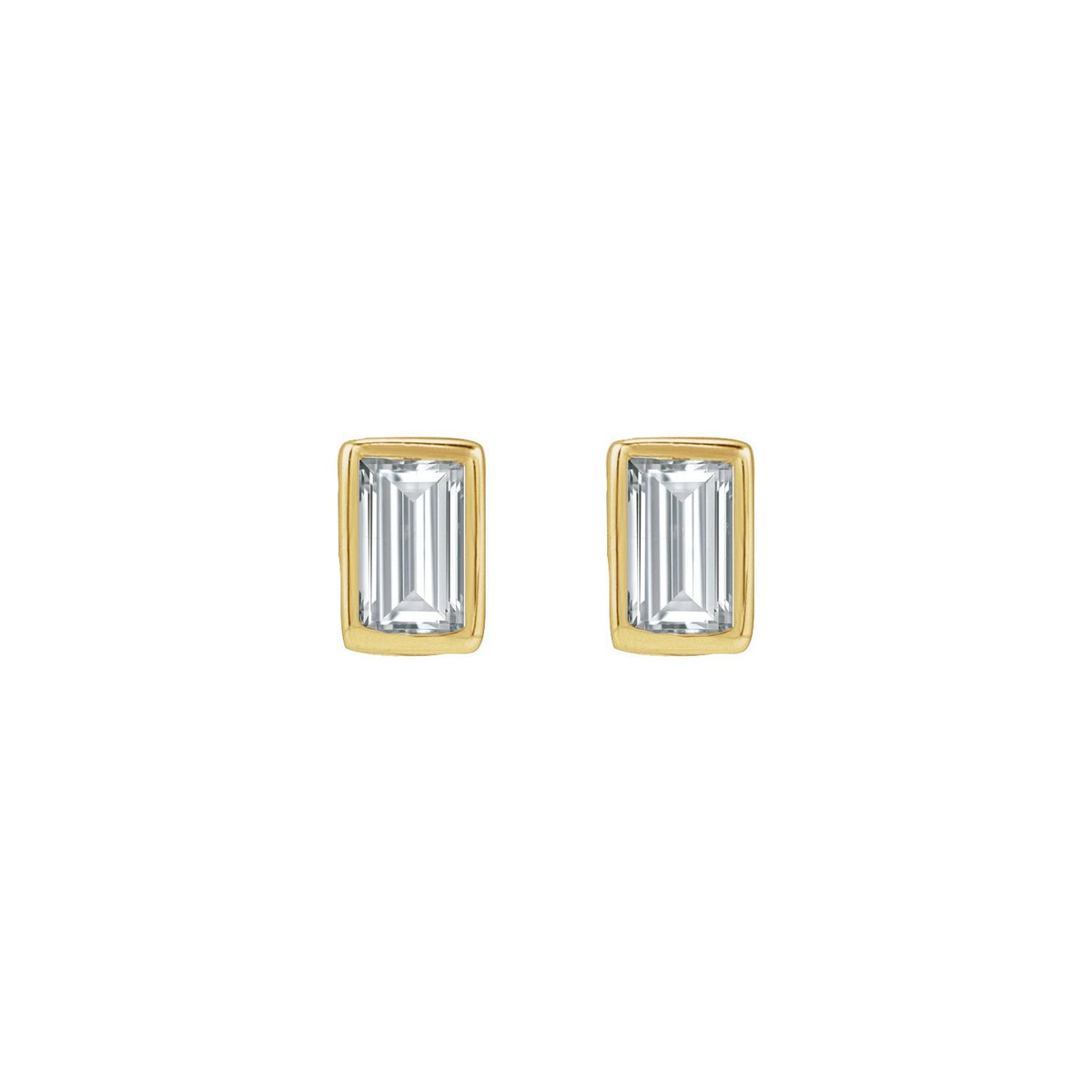 Straight Baguette Bezel-Set Stud Earrings · 0.03–0.1 ct — 14K Yellow Gold view 2