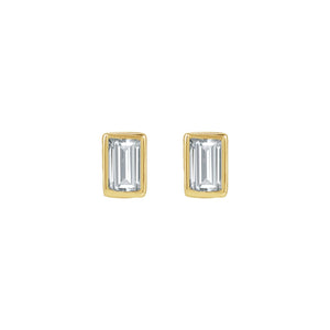 Straight Baguette Bezel-Set Stud Earrings · 0.03–0.1 ct — 14K Yellow Gold view 2