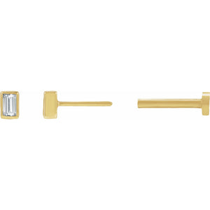 Straight Baguette Bezel-Set Stud Earrings · 0.03–0.1 ct — 14K Yellow Gold view 3