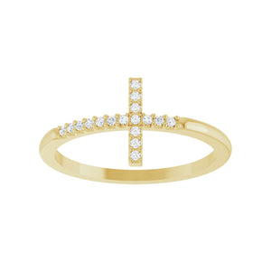 Sideways Cross Ring · 0.08 ct — 14K Yellow Gold view 3