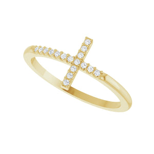 Sideways Cross Ring · 0.08 ct — 14K Yellow Gold view 5