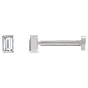Straight Baguette Bezel-Set Stud Earrings · 0.03–0.1 ct — 14K White Gold