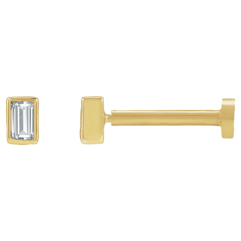 Straight Baguette Bezel-Set Stud Earrings · 0.03–0.1 ct — 14K Yellow Gold