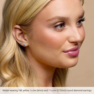 Round 4-Prong Cocktail-Style Stud Earrings · 0.13–2 ct — 14K Yellow Gold view 3