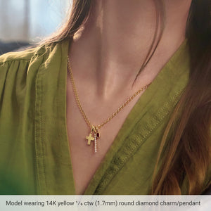 Vertical Bar Necklace or Charm/Pendant · 0.17 ct — 14K Yellow Gold view 5