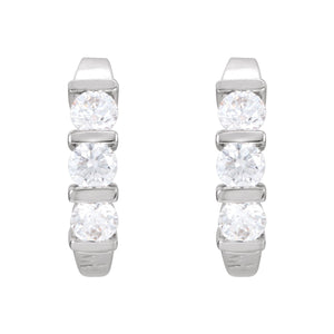 Three-Stone J-Hoop Earrings · 0.5–1.38 ct — 14K White Gold view 2