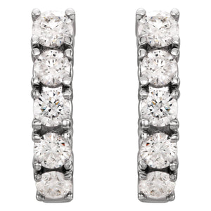 Accented J-Hoop Earrings · 1.5 ct — 14K White Gold view 2